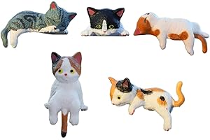 ZORVYN 5 Pcs Mini Figurines Chat Mignon, Décoration Rétroviseur Voiture, Accessoires Intérieur Voiture, Miniatures Animaux, Figurines Décoratives (Décoration Intérieure Voiture)