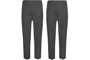L S U Pack of 2 Boys School Pull UP Trousers Uniform Elasticated Back~NO Zip & Clip 1-16YEARS