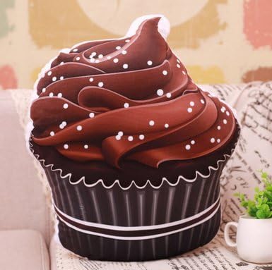 50cm, Short plush simulated 3D ice cream cake cushion sleeping doll toy (chocolate)