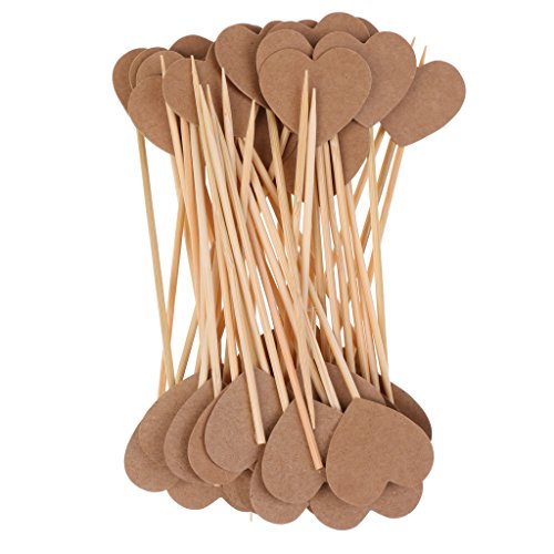 MagiDeal Kraftpapier Herz Cupcake Picks Zahnstocher Partei Kuchen Cocktail Dekor, 50 Stück/Set - 3