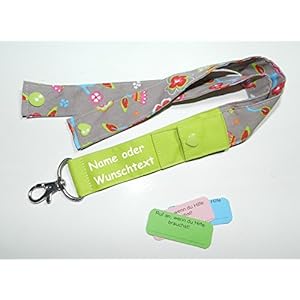 Schlüsselband SOS personalisierbar lang Geschenk für Schulkinder, Kinder...