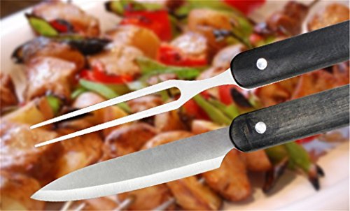 RoseFlower® 4 teilig Hochwertige Edelstahl Grillbesteck Barbeque mit beweglichem Segeltuch-Speicher-Fall – Perfekte Schwerlast Professionelle Grill-Werkzeug BBQ Zubehör Kit - 4