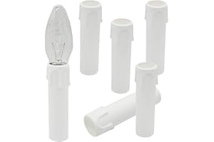 CHRISTOPH PALME LEUCHTEN 6 Stück E14 Kerzenhülse mit Tropfen 100mm Weiß 24mm Innen Kunststoff für Kerzenfassung Kronleuchter Lüster