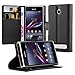 Produktbild Cadorabo Hülle für Sony Xperia E1 Hülle in Phantom schwarz Handyhülle mit Kartenfach und Standfunktion Case Cover Schutzhülle Etui Tasche Book Klapp Style Phantom-Schwarz