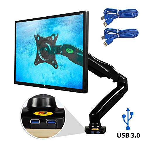 Ergosolid F80 Noir - Support Design Professionnel pour écrans PC LCD LED 17"-27" (2xUSB 3.0) réglage 3D