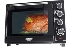 Bastilipo - Horno de sobremesa de 35 litros, 1600W, convección y rustidor, modelo Siena Black