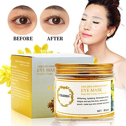 Eye Mask, Charmss Collagen Eye Mask, Golden Osmanthus Eye Mask, Golden Osmanthus Moisturizing Eye Mask Anti-aging, Reduce Eye Dark Circles, Remove Eye Bags, Lighten Eye fine wrinkles (80pcs)