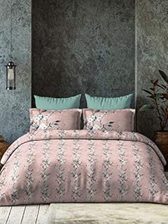 DDECOR - Peach Bloom 100% Cotton Double Bedsheet with 2 Pillow Covers, Pink