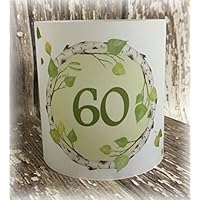 4er Set Tischlicht Tischlichter Blätter runder Geburtstag 40 50 60 70 80 90 Tischdeko personalisierbar grün