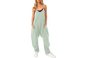 Lenugeo Latzhosen Für Damen, Lässige Overall Jumpsuits Frühling Sommer Herbst, Ärmellose Overalls + Lange Weite Beine