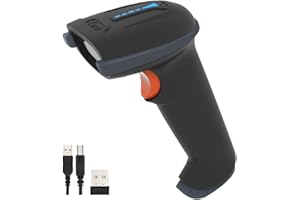 Tera Lector de Código de Barras Portátil Inalámbrico 1D Láser Inalámbrico y con Cable USB Indicador de Nivel de Batería Extra Grande de 2000mAh, Modelo Tera-5100-GY-EU