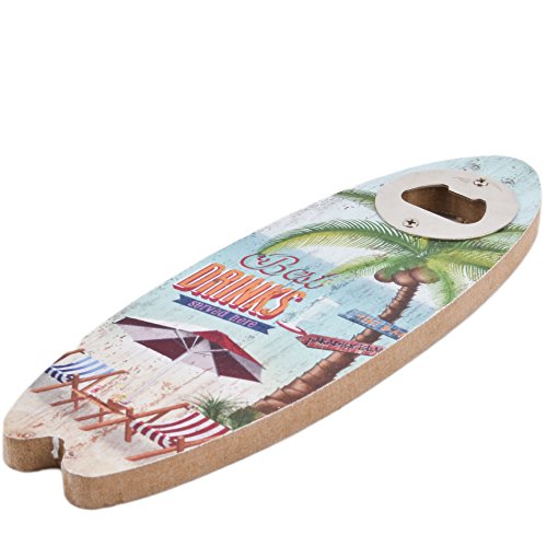 Flaschenöffner Surfbrett Tiki Beach Bar Design MDF 20x6cm bunt Vintage Design (Design 1) - 2