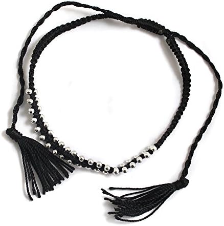 Black Cord and Double Chrome Beads Ladies Ankle Bracelet Anklet perfect for Beach Summer Festival Season AN22