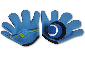 ROBBIE TOYS BS Toys Gants Velcro Avec Balle - Développer L'Activité & La Dextérité - 2 Gants En Néoprène Et 1 Balle Inclus - Parfaits Pour S'Amuser À La Plage - Pour Les Enfants De 3 Ans Et Plus - Bleu