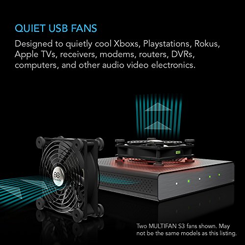 AC Infinity MULTIFAN S4, Quiet 140mm USB Fan for Receiver DVR Playstation Xbox Computer Cabinet Cooling