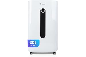 PureMate​ 20L Dehumidifier ​for Home, Adjustable​ Humidity Sensor​, Digital Display​, Large 6.5L​ Tank​, Continuous Drainage, Sleep Mode,​ Laundry Drying​, 24H Timer​, Ideal for Damp​ & Condensation