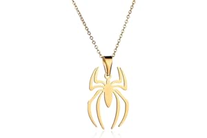 SIXDUTON Ragno Collana daDonna, Catena Collana Spider Ciondolo Cuban In Acciaio Inossidabile, Regolabile Gioielli Oro/Argento Gotica Punk Accessori Halloween per Donne e Uomini