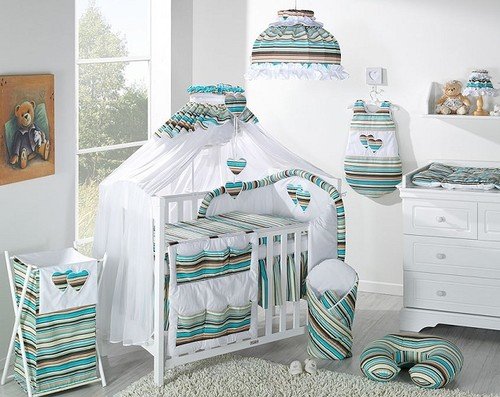 CANOPY / DRAPE / MOSQUITO NET TO FIT COT/COT BED with HOLDER (Brown Stripes with Holder)