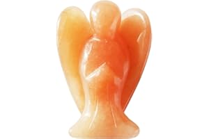 Lovionus89 Natürlich Roter Aventurin Engel Statue, Handgeschnitzt Stein Heilung Kristall Tasche Figuren Dekoration, 5CM