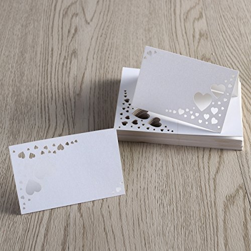ULTNICE 50 Stück Herz hohlen Name Ort Karten Tischkarten Hochzeit Gast für Hochzeitsfeier - 6