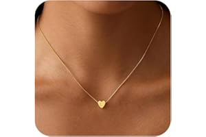 VIROMY Gold Heart Initial Necklaces for Women 14K Gold Plated Letter Pendant Necklaces for Women Charm Box Chain Dainty Personalised Jewellery Gifts for Her A-Z