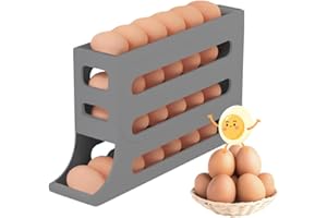 Jiahuade Eierhalter für Kühlschrank, 4 Etagen Automatisch Rollender Eierbehälter für Kühlschrank, Große Kapazität, Eierhalter für 30 Eier, kühlschrank Organizer für Eieraufbewahrung (Grau)