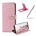 Produktbild Bling Glitzer PU Leder Hülle für Samsung Galaxy S9 Plus, Herzzer Strass 3D Herz Design Schutzhülle Flip Wallet Case Handytasche Anti-Scratch Shell Cash Pouch ID Card Slot Magnetverschluss Etui für Samsung Galaxy S9 Plus - Herz Roségold