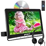 🎉 Diseño Slot-in: El Pumpkin reproductor DVD del reposacabezas de coche se puede absorber el DVD automáticamente, será más fácil de cambiar el disco para los niños y será más seguro proteger el cargador.