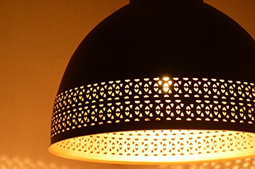 Emporio Arts lzc-1224 BG rund Hängelampe Lampenschirm mit jalidar Grenze, Eisen, Schwarz Innen Gold, E27, 40 Watt - 5