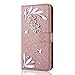 Produktbild Shinyzone Huawei P20 Pro Bling 3D Schmetterling Diamant Brieftasche Leder Hülle,[Kredit Kartenhalter] [Standfunktion] Glitzer Kristall Strass Feder Muster PU Kratzfest Stoßfest Schutzhülle Magnetisch Flip Hülle für Huawei P20 Pro-Roségold