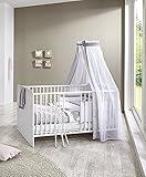 Babyzimmer / Kinderzimmer komplett Set KIM 6 in Weiß, Set mit Babybett, Lattenrost, Wickelkommode mit Wickelaufsatz und 2 Unterbauregalen sowie Wandregal, Made in Germany - 2