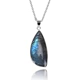 KISSPAT Collana con ciondolo a forma di labradorite naturale, con pietre curative