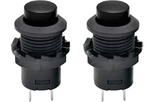 FUCHSWERK 2x Drucktaster rund Taster 12mm DIY AC 1,5A/230V 12V NON-Momentan button Schalter | Schwarz