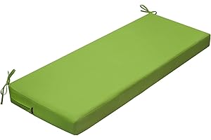 PRIMEPATIO Outdoor Garden Bench Cushion, 8cm Thick Patio Garden Furniture 3 Seater Waterproof Long Chair Cushion, Porch Swing with Ties, Window Seat Sofa Replacement Pad, Green