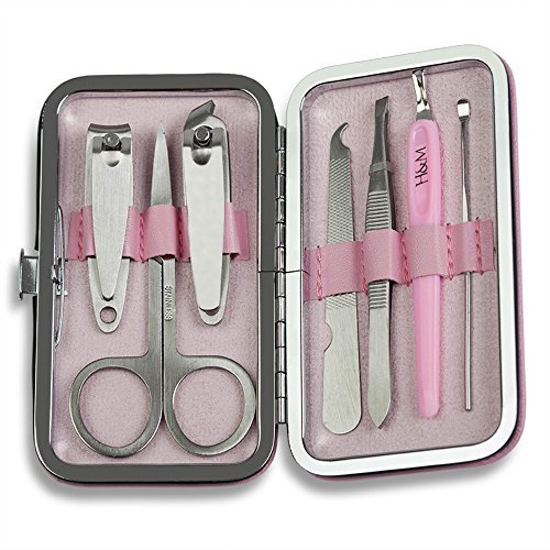 Stylish 7-Piece Manicure Set Pedicure Set for Women - with Pro Quality Stainless Steel Manicure Tools incl. Nail Clippers, Nail Scissors and Cuticle Trimmer in a Compact Case - Perfect Gift