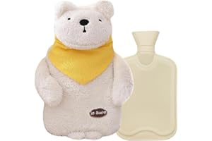 ANYINGKAI Bolsa de agua caliente prémium,Bolsa de Agua Caliente para el Alivio del Dolor,Botellas de Agua Caliente de Goma,Felpa Bolsas Agua Caliente,Hot water bottle with cover (K)