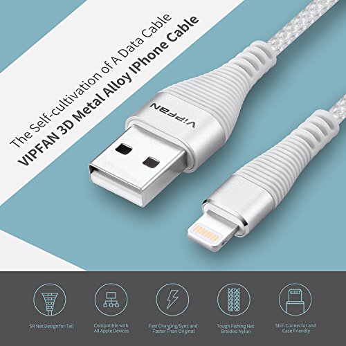 iPhone Ladekabel  VIPFAN Lightning auf USB Kabel  3 Stuck   2 1M 1 1 8M      Nylon  geflochten  Kompatible mit iPhone X 8 8 Plus 7 7 Plus 6 6 S 6 Plus