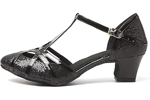 HROYL Zapatos de Baile Latino Mujer Cerrados Salsa y Bachata Tango Zapatos Baile Flamenco de Salón Tacon Bajo 511-512