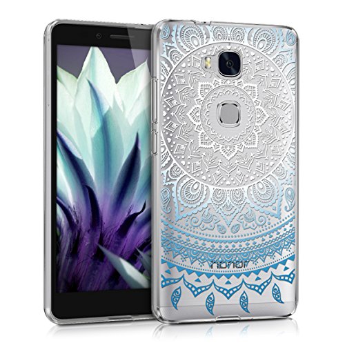 kwmobile Funda para Huawei Honor 5X   GR5 - Carcasa de  TPU  para m  vil y dise  o de Sol hind   en  Azul Blanco Transparente 