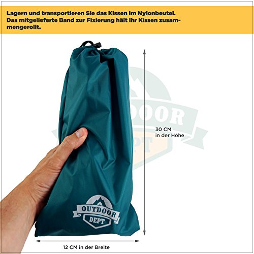 Reisekissen, Campingkissen, selbstaufblasbares Kissen mit regulierbarem Härtegrad. Auch aufblasbar, zum Camping, Outdoor Flugzeug oder Reise. Das perfekte Kopfkissen für unterwegs. Mit Reparaturset. - 5