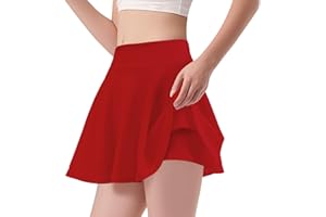 Bryndo Girls High Waisted Stretch Flippy Skater Skirt with Built-in Safety Shorts, Flared Pleated School Skirt, Casual, Dance, Gym Skirt