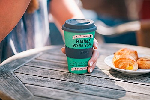 Grafik Werkstatt 60615 Bamboo-To-Go-Becher Ich könnte Bäume ausreissen !, Bambus, beige, 9 x 9.5 x 14 cm - 3