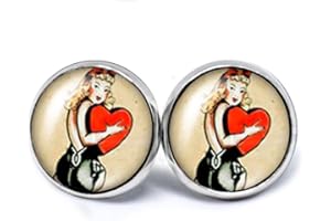 JUANLOWE Rockabilly Orecchini - Vari Motivi - Old School Tattoo Orecchini in Acciaio Inossidabile per Donna, Uomo, Unisex