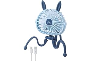 CaCaCook Ventilador de cochecito USB, ventilador de clip para cochecito, mini ventilador de mano giratorio de 360°, ventilador silencioso recargable, ventilador de 3 velocidades,