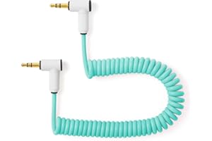 Candycord Korg - Cable de audio especial para volca/operador de bolsillo por myVolts, mini conector en ángulo a mini conector en ángulo, rizado de 20 cm a 30 cm, color verde menta