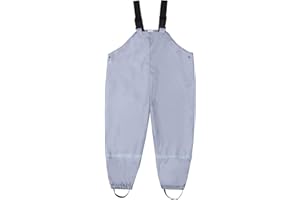 Happy Cherry - Kids Waterproof Dungarees Boys Girl Rain Overalls PU Bib Trousers Suspender Pants with Adjustable Braces Lightweight Breathable Children Rainwear for 2-10 Years