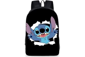 FISAPBXC Stitch Rucksack Cartoons Schwarz Hohe Kapazität Backpack Boys Girls Teenagers Kinder Schultasche Bookbag Laptop Für Jungen Mädchen Für Sport, Reisen, Schule Und Arbeit Business Reisen（B）