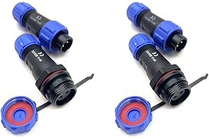 BAYZCONN Conector de 2 Piezas Enchufe de Aviación sp13 2 Polos, Conector de Cable público ip68 Conector Circular Impermeable 2 Pin Enchufe de aviación Directa 250V 13a