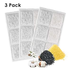 amzdeal Filtros para Fuente de Agua para Gatos Perros, 3 Pack Filtro de Repuesto de Fuente Automática para Mascotas, con Algodón PP, Resina y Carbón Activado, Embalaje Individual
