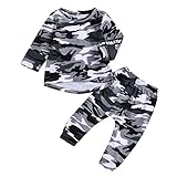 Camiseta de camuflaje de manga larga para bebés niños pequeños Tops Conjunto de conjunto de chándal de pantalón